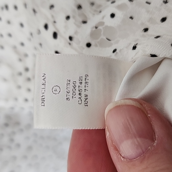 Ann Taylor White Lace Black Trim Dress 10P - Picture 7 of 9